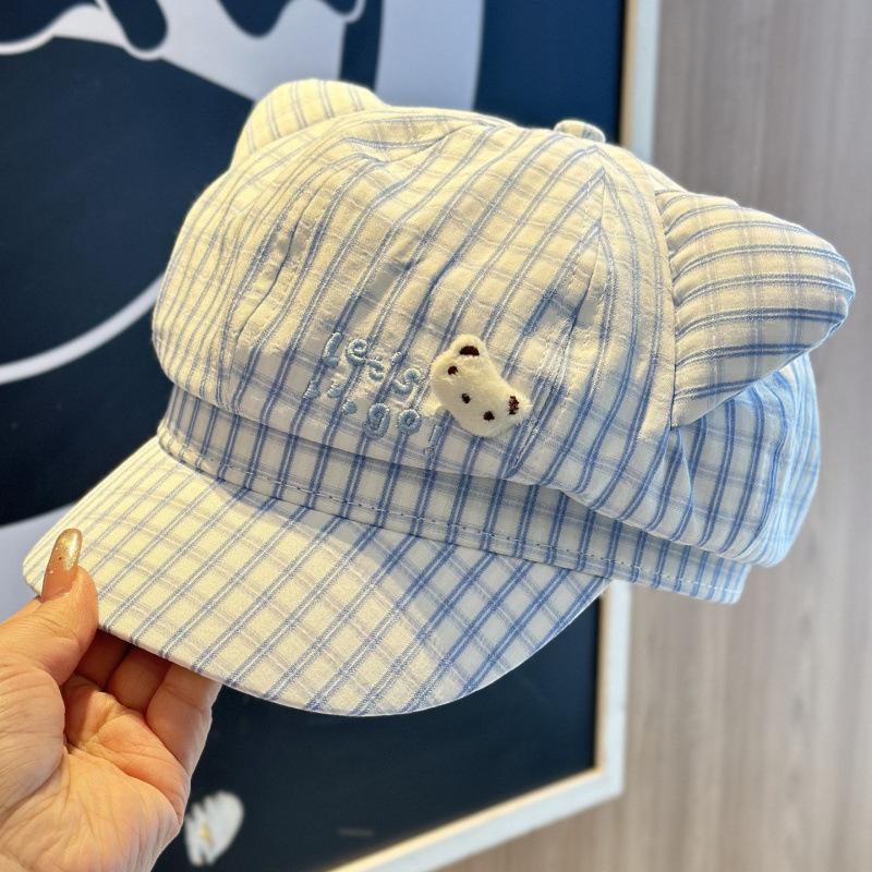 Sweet plaid cute cat ears star anise hat female cap spring new sweet face little painter hat