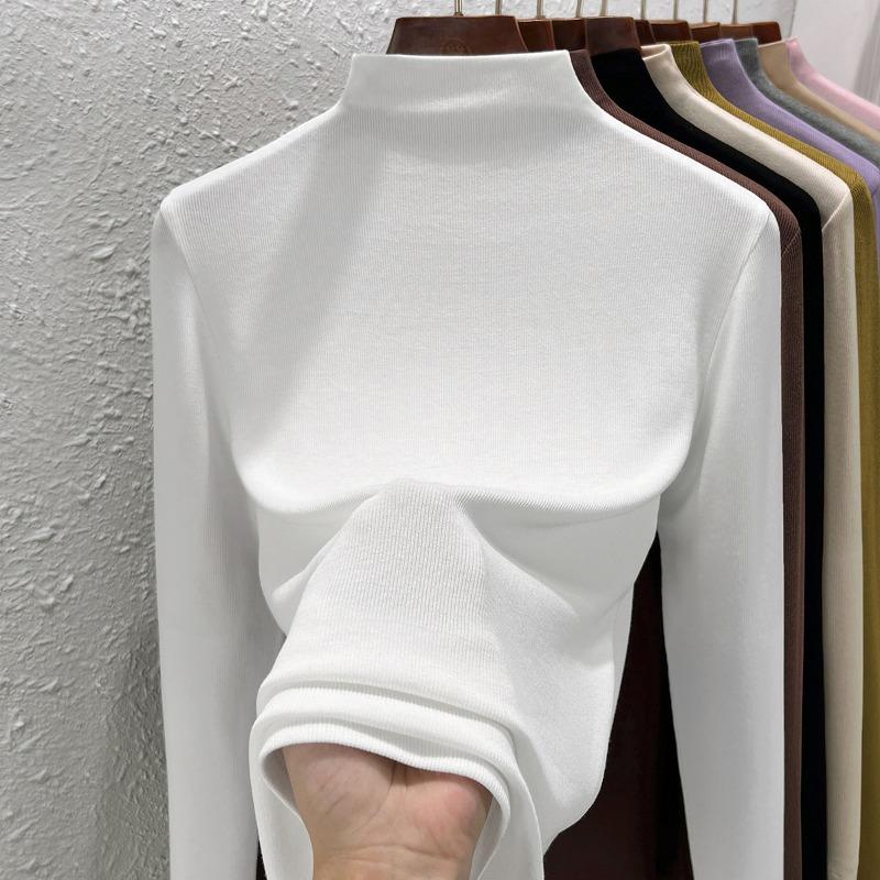 Black bottoming shirt women's inner Modal long-sleeved t-shirt basic semi-turtleneck top spring and autumn new