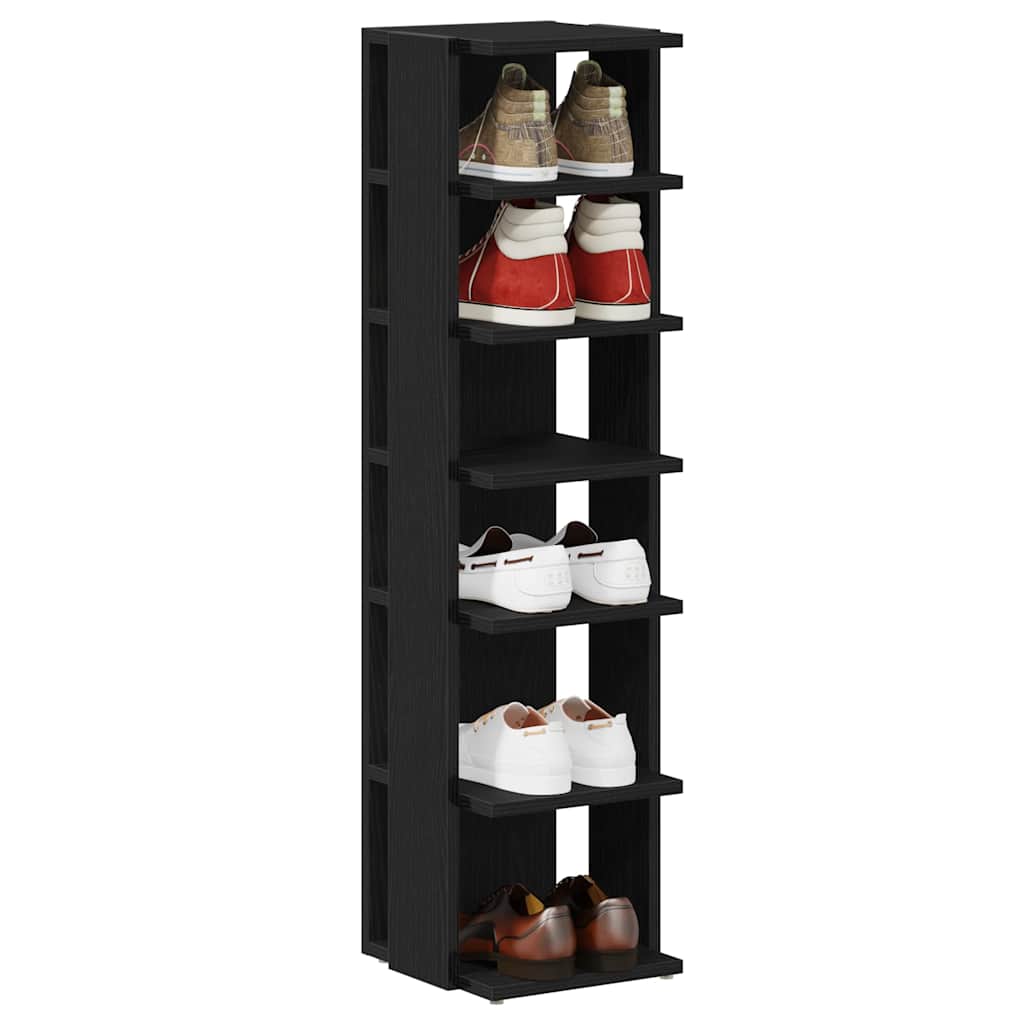 Mobiletto per scarpe effetto rovere nero 25 x 27 x 102 cm Legno ingegnerizzato