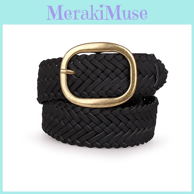 Unisex Casual Woven Belt With Needle Closure And Mesh Element For Office And Leisure Use