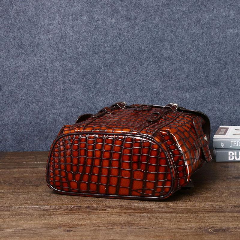 Genuine leather men's backpack real cowhide crocodile pattern casual large capacity travel bag new