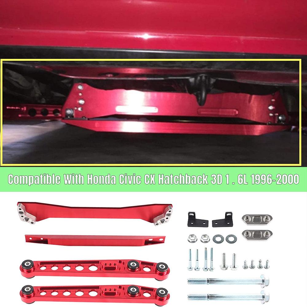 Aluminum Racing Lower Control Arms LCA+Rear Lower Tie Bar+Rear Subframe Brace For Honda Civic CX DX EX 1992-1995 Car Accessory