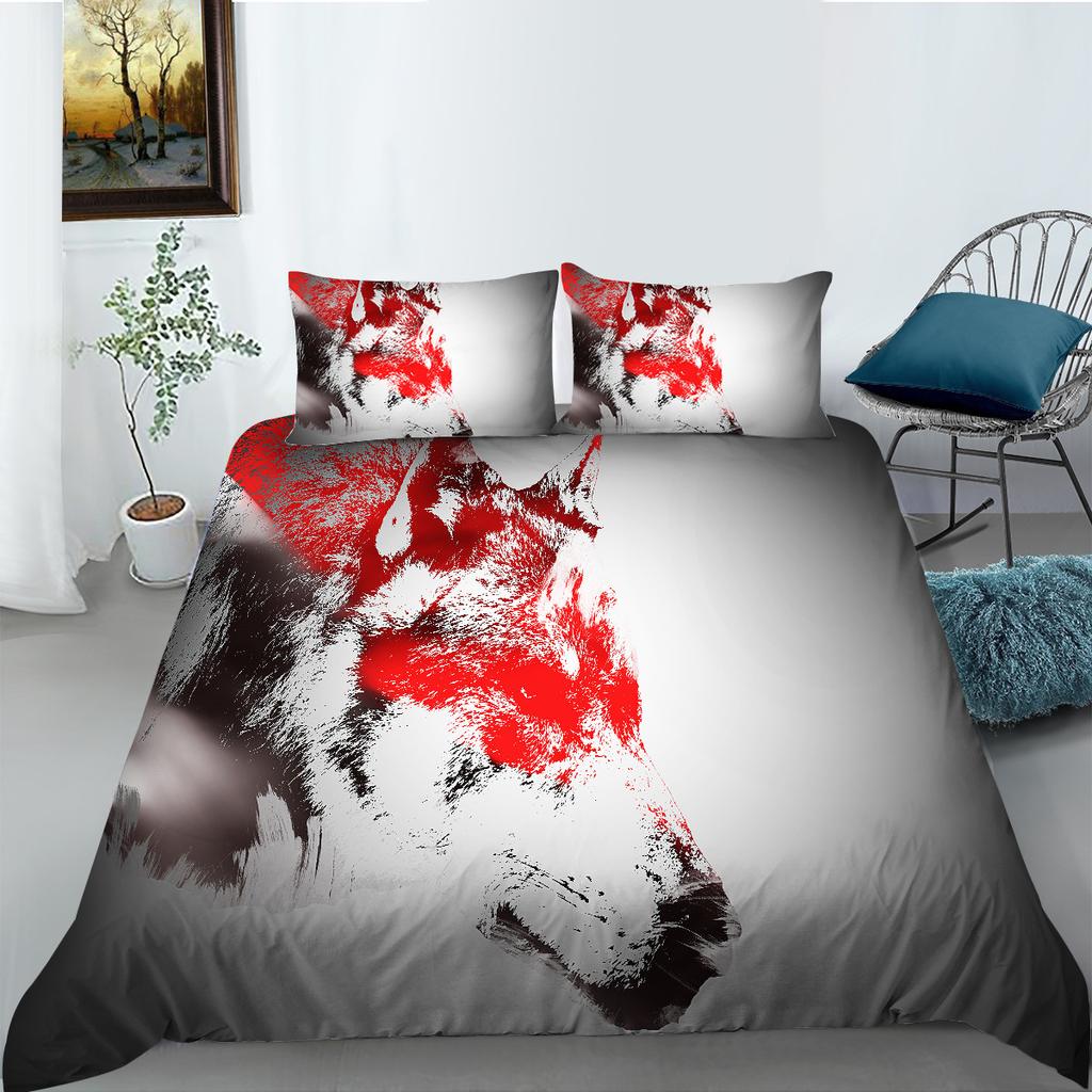 Shopify Bettwäsche Zwei- oder Dreiteilig Digitaldruck Polyester Wolfsserie