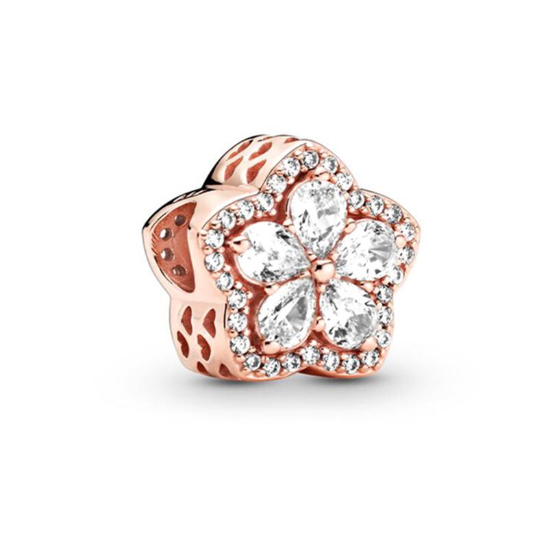 New Sparking Rose Gold Plated Clip Charm Beads Fit Original Snake Bracelet Necklace Beads For Diy Jewelry Women Jewellery Gift