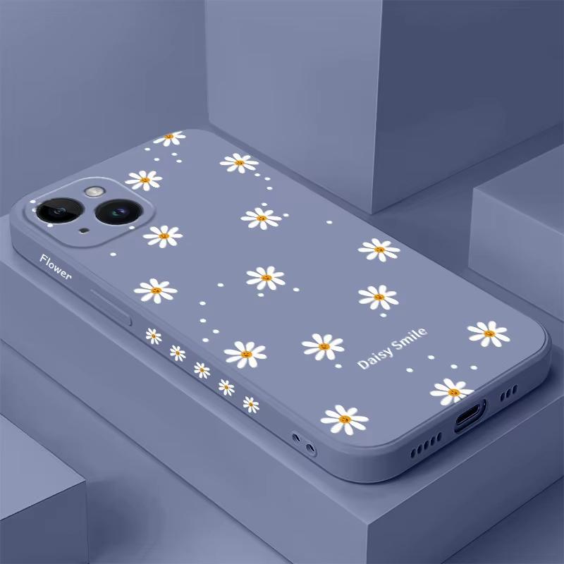 Smiling Daisy Phone Case For iPhone 17 17 Air 16 16e 15 14 13 12 11 X XR XS Plus Pro Max Mini Silicone Cover