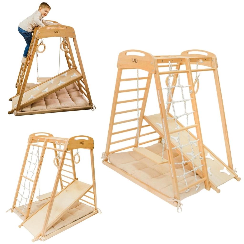 Unikum Montessori Indoor Playground With Gymnastic Accessories And Safety Mattress