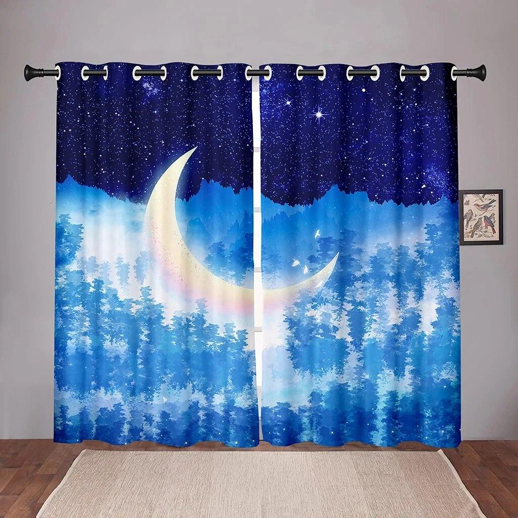 Luxusní Moon Sky Cloud Star Blackout Okenní závěsy Ložnice Obývací pokoj Koupelna Kuchyň Dveře Předsíň Vysoké Stínování Nový vzor