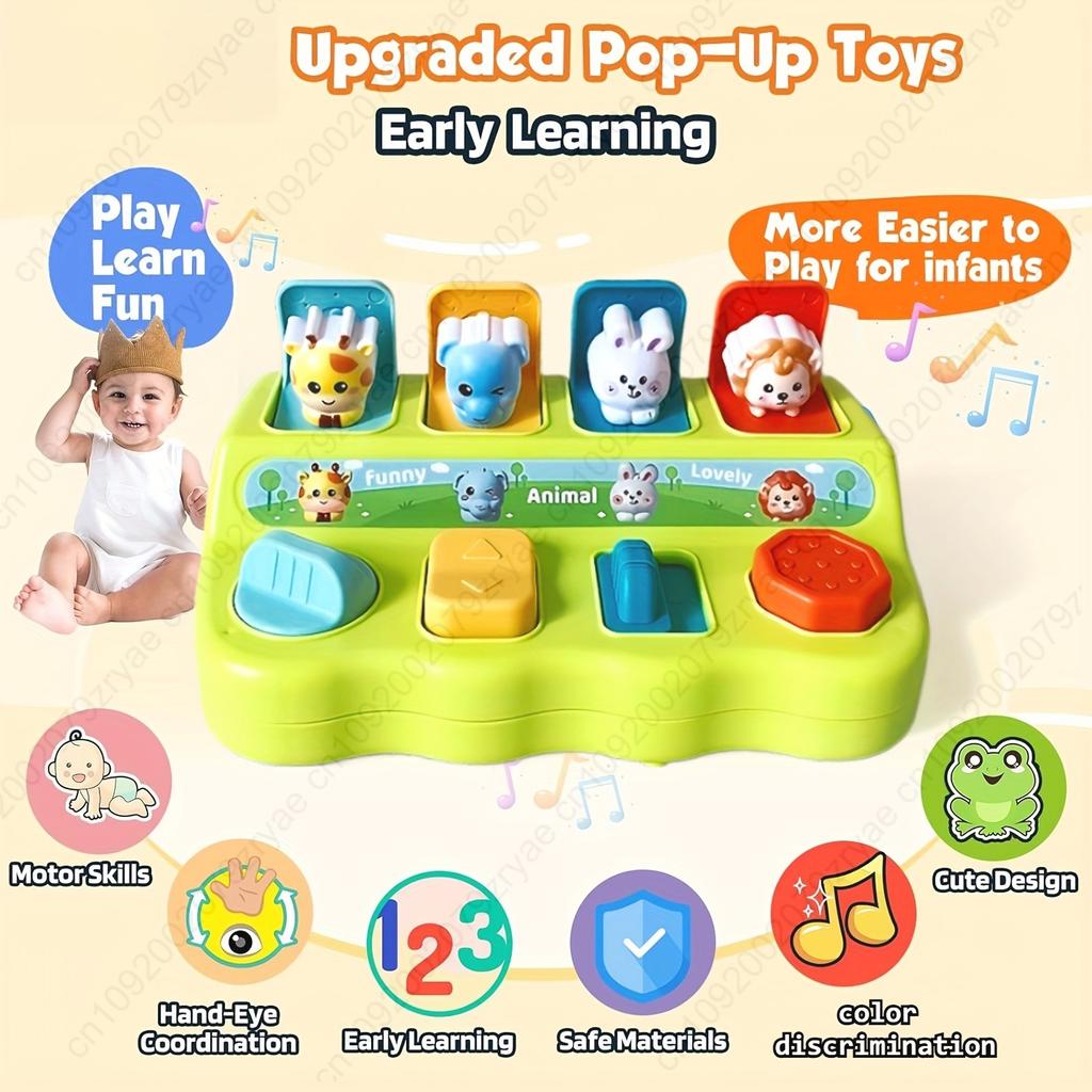 1pc Hide and Seek Cartoon Pop-Up Box - Interactive Learning Toy with Animal Cards, Educational Birthday or Christmas Gift