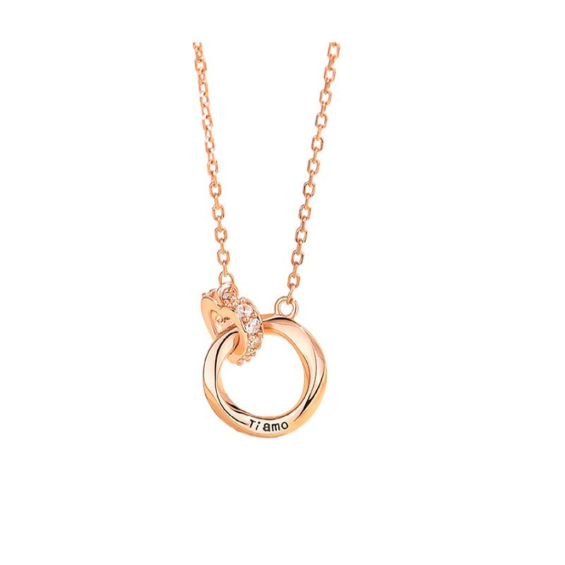 

Mobius Heart Double Ring S925 Sterling Silver Necklace Cubic Zirconia Light 925 / option 2 золотий
