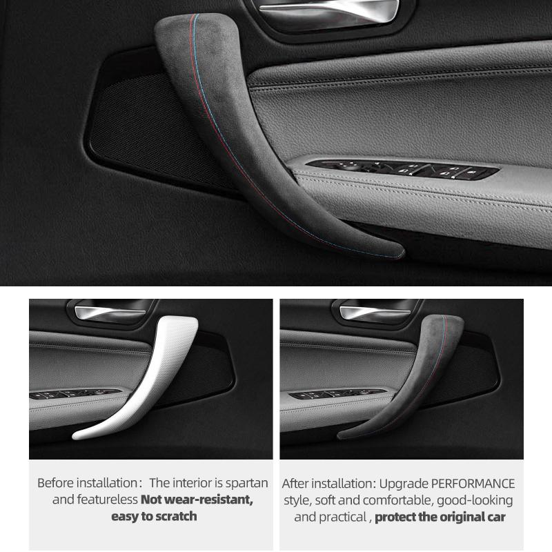 Made of Alcantara Wrap For BMW F20 Series 1 Car Interior Door Pull Handle Strip Armrest Panel Trim Covers Tuning Accessories