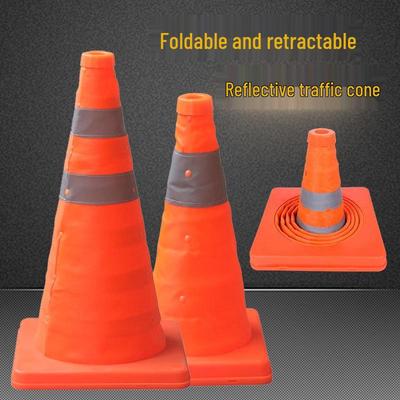 Retractable Portable Traffic Cone: Lightweight, Reflective, Foldable for Road Safety Emergencies.