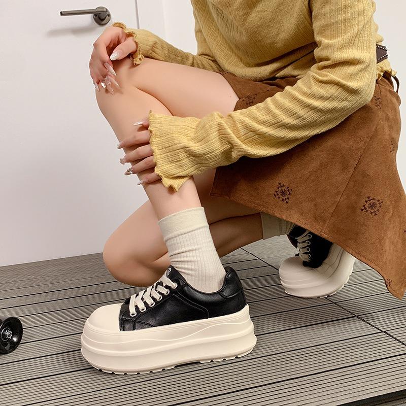 Platform white shoes women's new versatile comfortable small height increase casual breadboard shoes