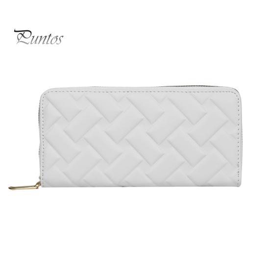Женский кошелек на молнии, винтажный однотонный длинный кошелек из искусственной кожи, держатель для карт, телефон, клатч, сумка для хранения наличных, монет, карт, ключей белый
