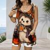 Women Plus Size Crew Neck Tank Romper Sunflower Floral Print Jumpsuit Shorts