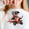 Airplane Dog Hanging Decoration Acrylic Animal Pendant 2D Flat Home Christmas Tree Car Rearview Mirror Puppy Hanging Ornament