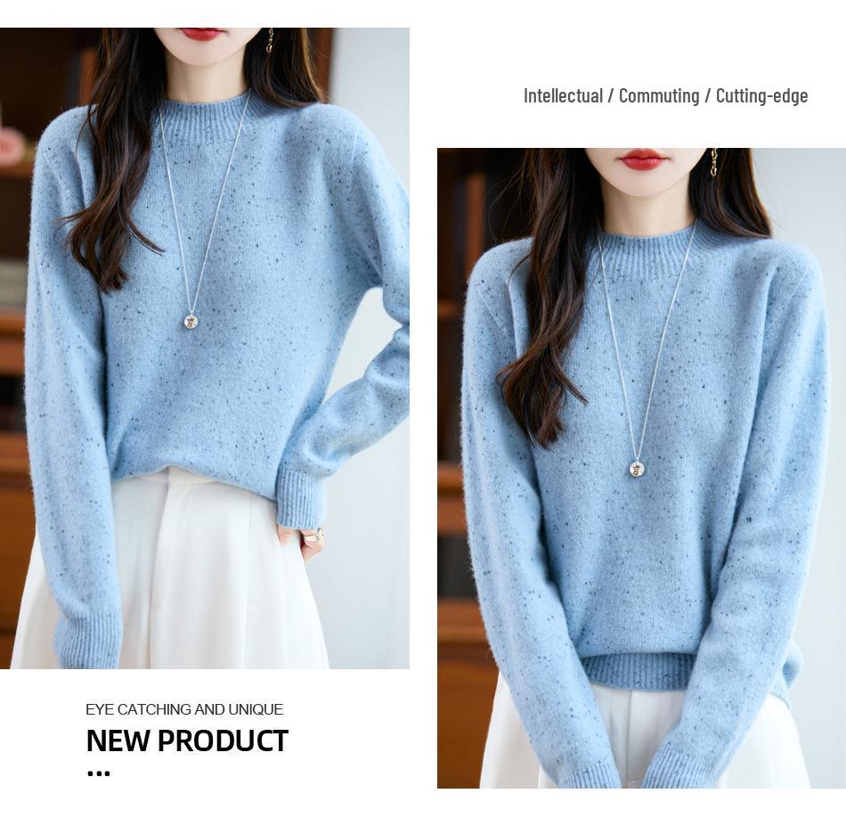 Seamless Thickened Speckle Wool Sweater: Autumn/Winter Fashion Half-High Neck