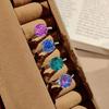 Fashion Light Luxury Octagonal Millennium Rose Cut Ring Fashion Inlaid High Carbon Diamond Rose Paraiba Diamond Ring Women 2026