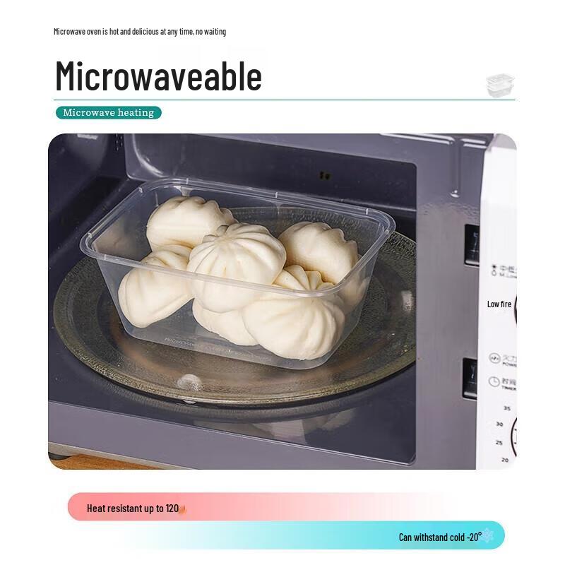 JINGRX Disposable Rectangular Plastic Meal Prep Containers with Lids