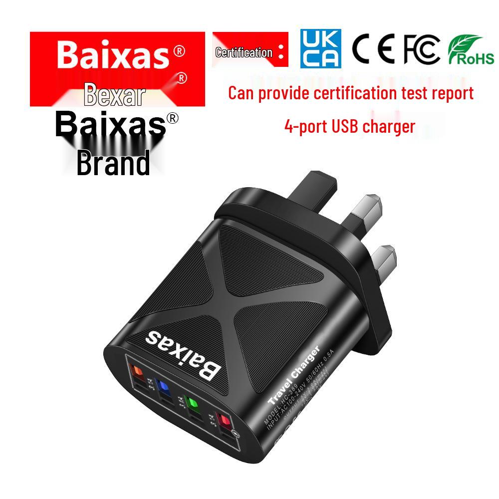 4-Port USB Travel Charger 5V/2.4A Fast Charge - AU/EU/UK/US Plug