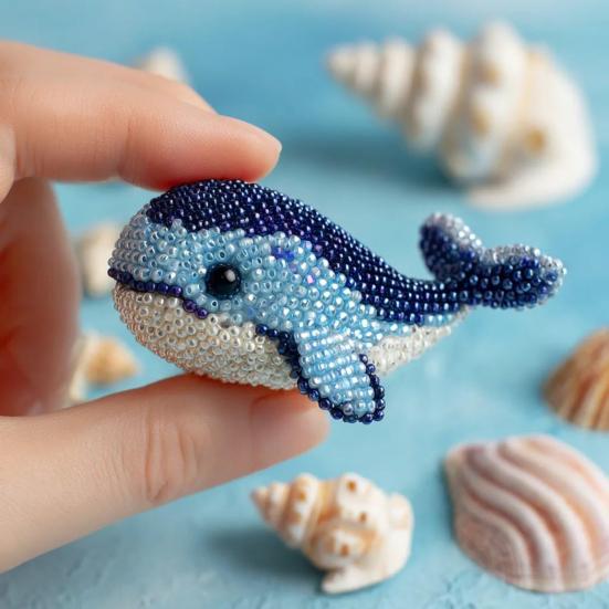 Octopus Bead Embroidery Kit DIY Ocean Animals Craft Set with Full-Color Instruction Sheet Bead Embroidery Starter Kit Gift for Craft Lovers Beginners