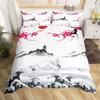 Feelyou Cherry Blossoms Bedding Set Chic Crane Duvet Cover for Kids Girls Women Ocean Wave Decor Comforter Cover Pink Japanese Ukiyoe Theme