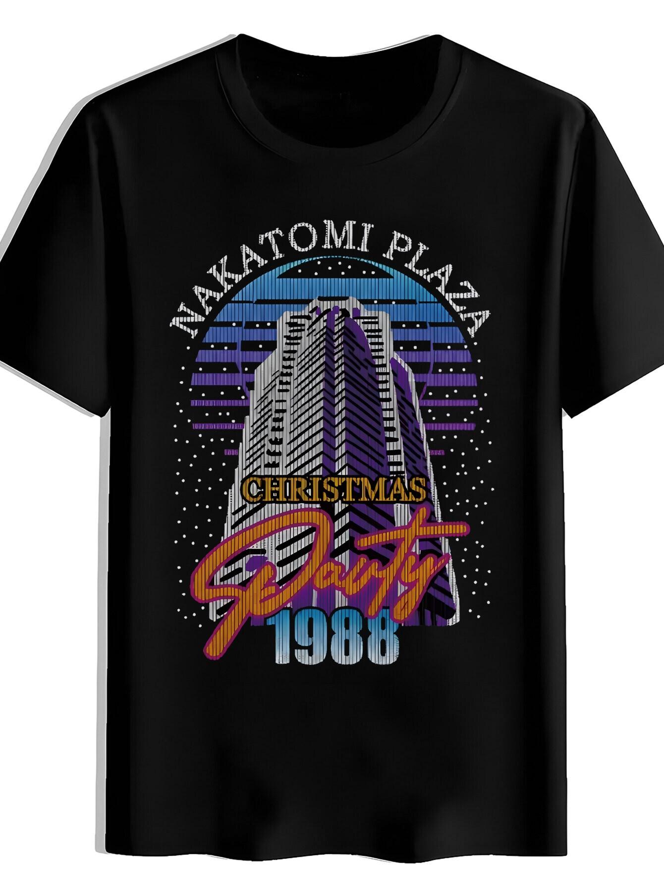 T-shirt 80s Retro Nakatomi Plaza Christmas Party - Back to the Future Inspired Iconic Skyline Print XXXL