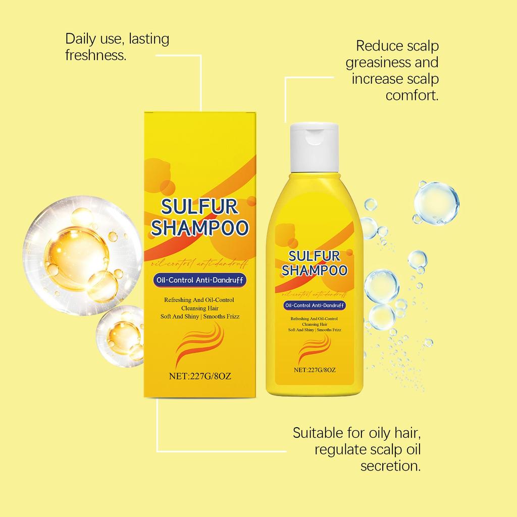 Sulphur Oil Control Anti-Dandruff Shampoo Gently Cleans And Hair And Improves Dry And Frizzy Hair