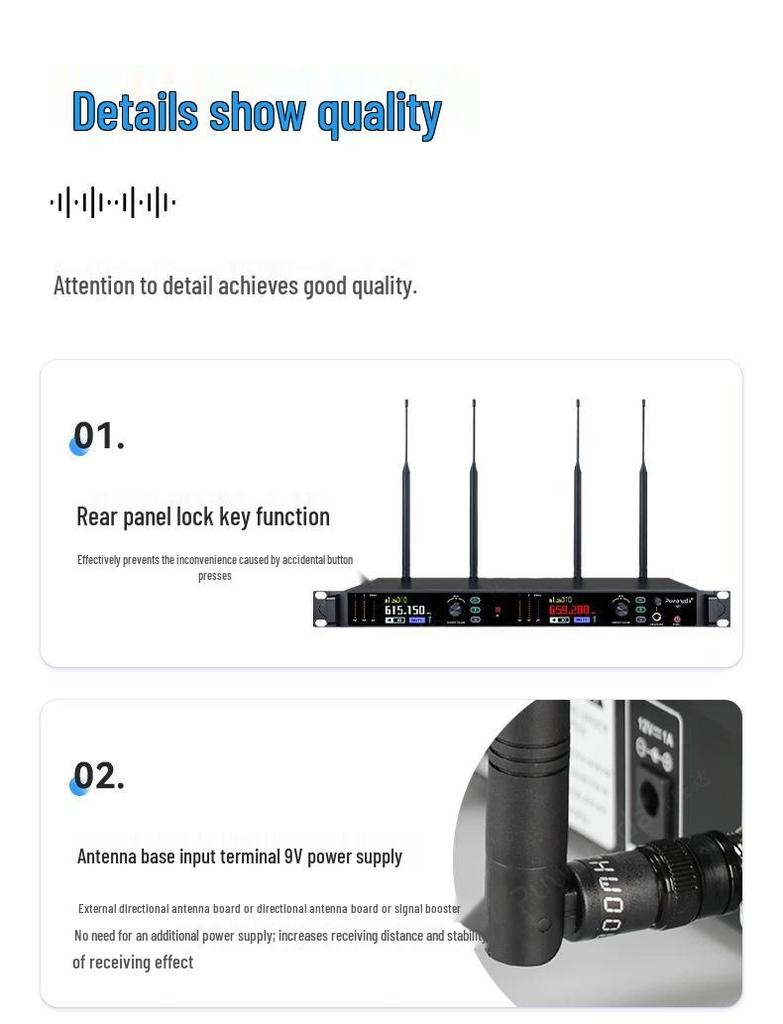 Two-in-One True Diversity Wireless Microphone for Professional Stage, Conference, Outdoor, Indoor, and Entertainment Use