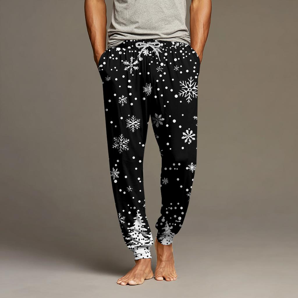 Herre Snøring Lomme Mansjett Fritidsbukser Hjem Sovebukser