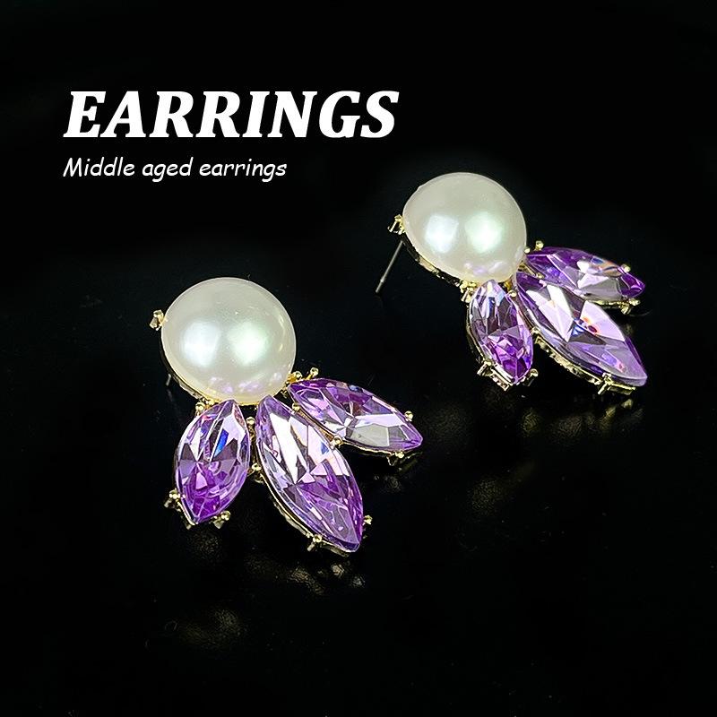 Boucles d'oreilles pendantes Zircon Fleur Colorée pour Femmes, Boucles d'oreilles pendantes Statement pour Fête & Usage Quotidien