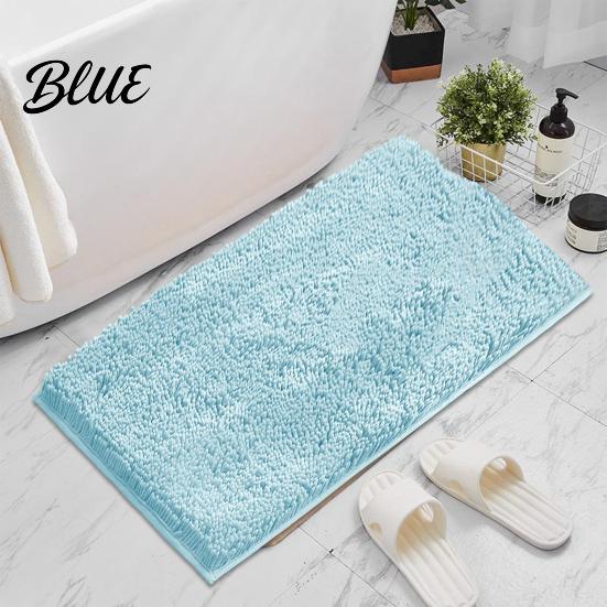 Comfortable Shower Mat Soft Shaggy Solid Color Bath Rectangle 40x60CM Chenille Anti-slip Thick Moisture-absorbing Floor