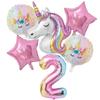 New 1Set Rainbow Unicorn Balloon 32 inch Number Foil Balloons 1st Kids Unicorn Theme Birthday Party Decorations Baby Shower Glob