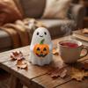 Resin Ghost Holding Pumpkin Figurine Halloween Tabletop Decoration for Home Office Party Indoor Outdoor Display