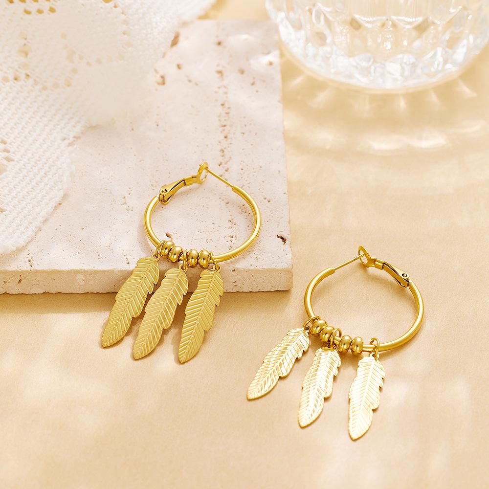 Cercei din oțel din titan, frunze de copac de modă exagerate europene și americane