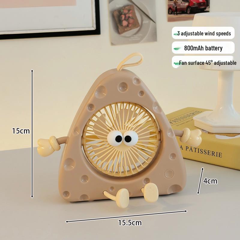 Cute Cheese Mini Electric Desktop Fan: Summer Office & Dorm Stand Charger