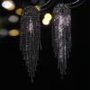 Stylish black electrophoresis long fringed earrings