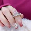 Exaggerated Pink Zircon Ring: European & American Style, Adjustable, Full Diamond Design for Women