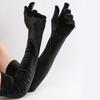 1 Paar Damen Flauschige Elegante Samt Unifarbene 53cm Lange Handschuhe Vollfinger Abendkleid Etikette Bühnenauftritt Partyhandschuhe