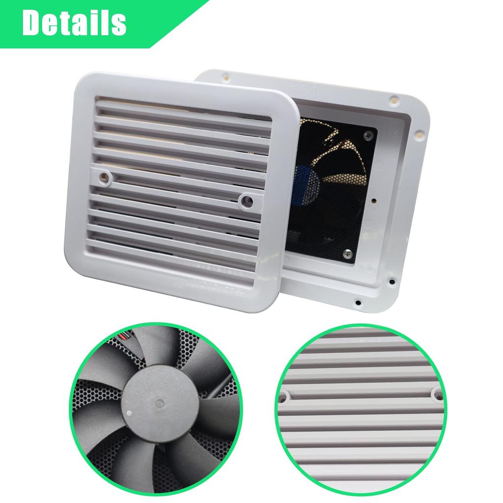 12/24V RV Side Vent Fan, White/Black Vent Fan One-Way Silent Wind Air Vent Ventilation Exhaust Fan for Caravan Motorhome Camper