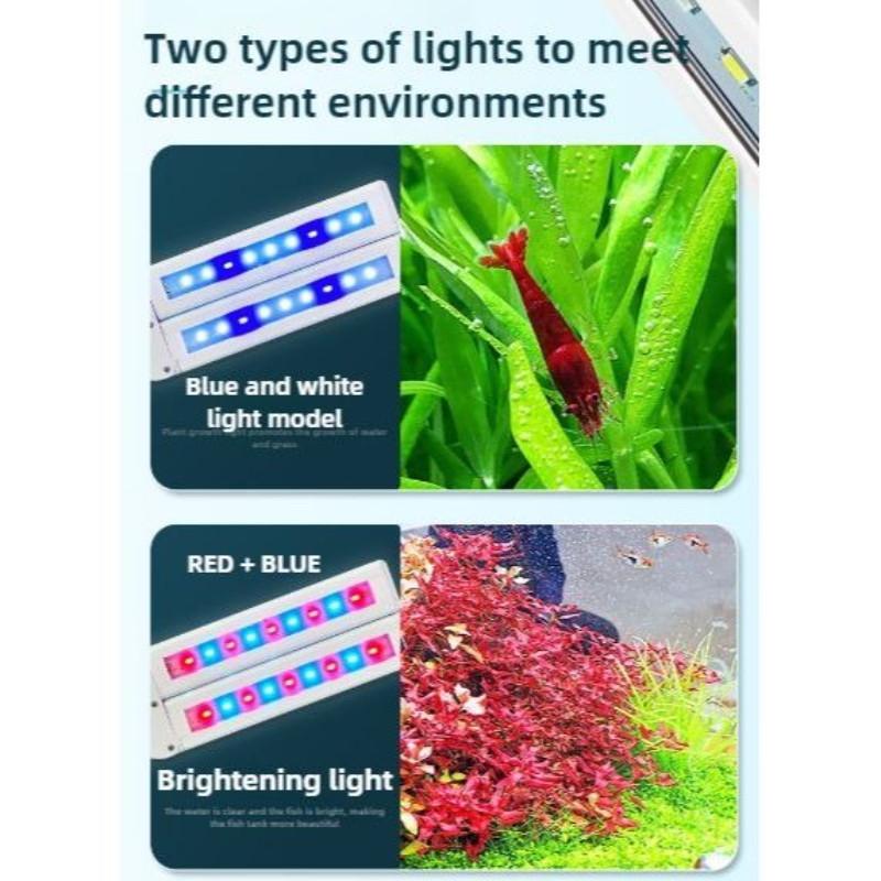 Lumină Acvariu Luminozitate Ridicată Pliabilă cu Două Brațe Rotativă la 180° Lampă LED Acvariu Ajustabilă Spectru Complet Lumină Acvariu