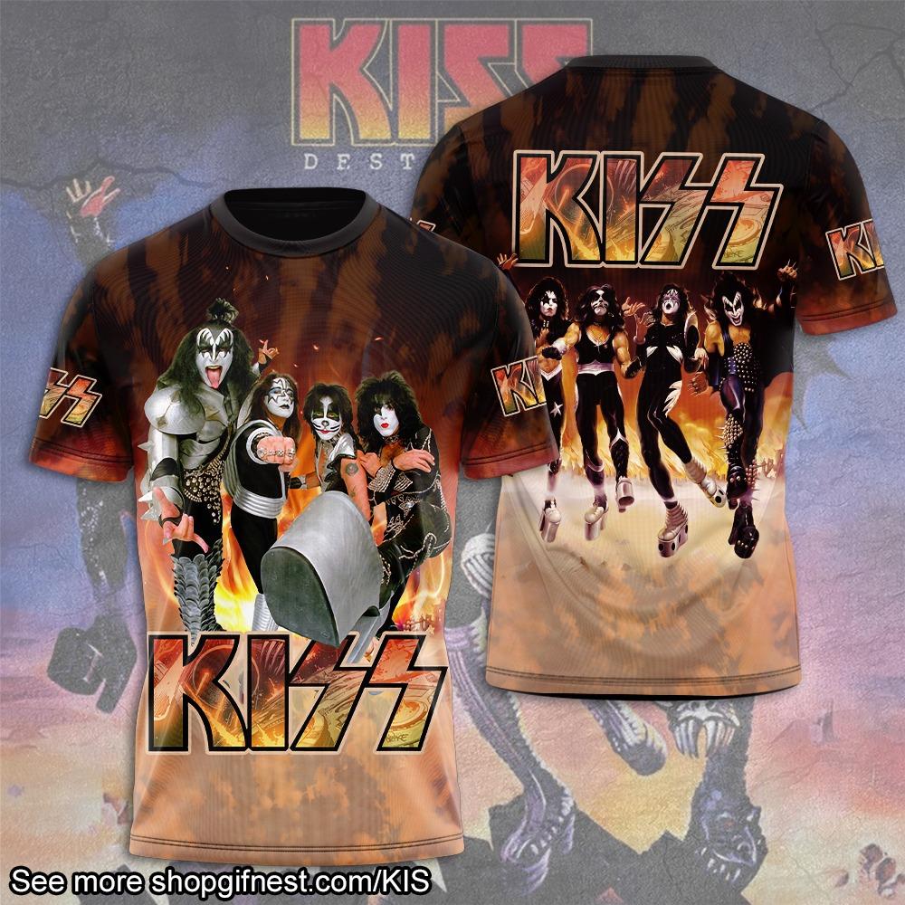Kiss Band Cool Lässig Spaß Streetwear Hip Hop 3D Druck Herren/Damen Kurzarm T-Shirt Oversized Rundhals Tee Top Herren T-Shirt