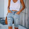 European & American Women's Washed Ripped Cotton Denim Shorts