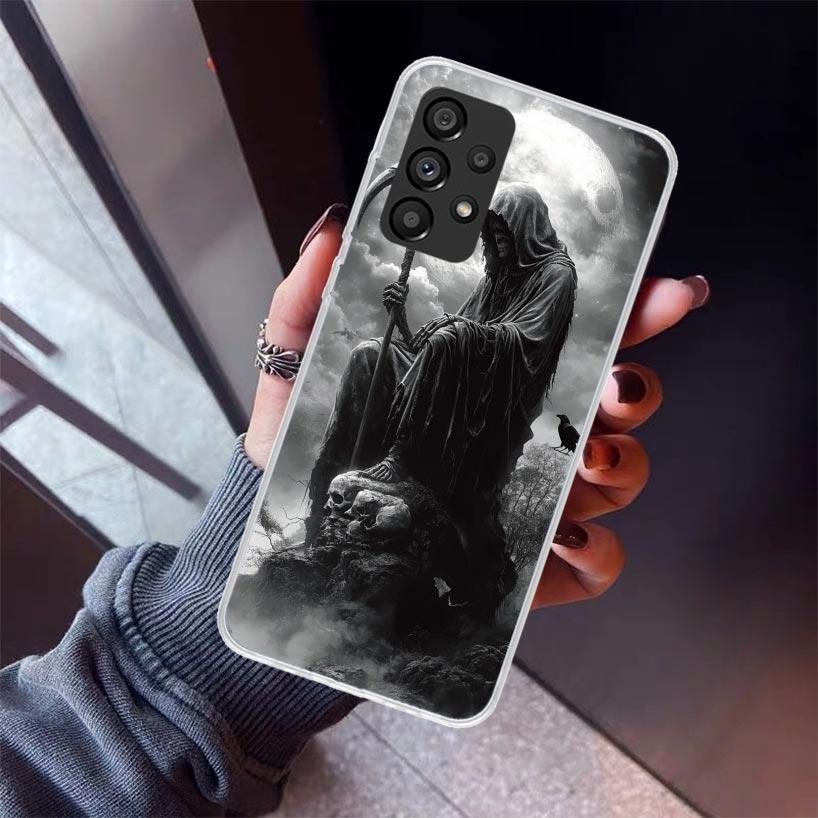 Death Grim Reaper Skull Scythe Phone Case For Samsung Galaxy A12 A52S A42 A32 A22 A51 A50 Note 20 Ultra 10 S10 Plus A71 A70 A31