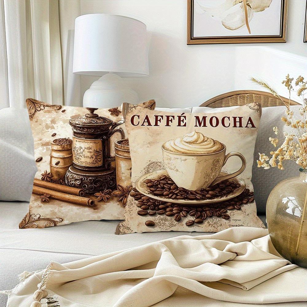 Caffe-Infused Decorative Pillow Covers: Latte, Mocha, Espresso & More Sofa Cushion Cover Home Room Decoration 2D Flat Printing