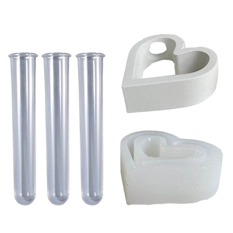 Heart Shaped Silicone Mould Hydroponic Test Tube Plant Vase Mold Cement Flower S Resin Mold Decor Concrete Molds