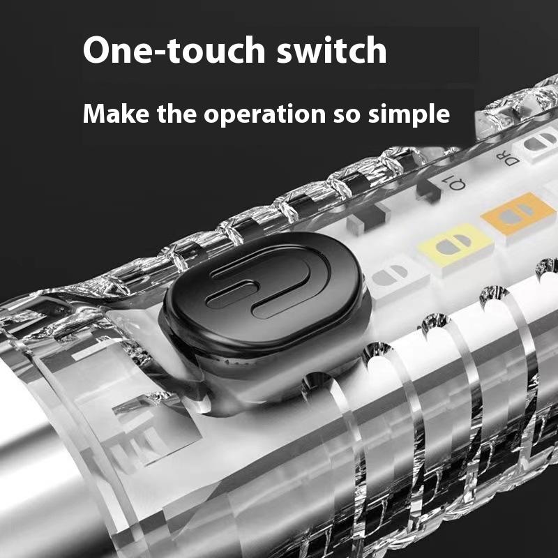 Mini Keychain Flashlight Type-C Fast Charging Waterproof Torch Lamp With Magnet Multifunction Warning Camping Flashlight