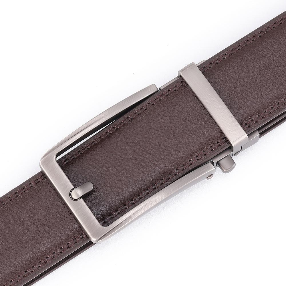 Men's Genuine Leather Automatic Buckle Belt - Cowhide Casual Waist Belt for Pants