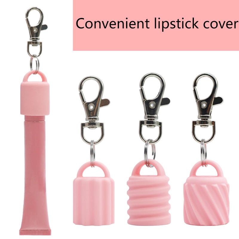 High Quality Practical Silicone Keychain Cap Portable Durable Holder Keychain Compatible For Lip Balm Lipstick Storage Cap