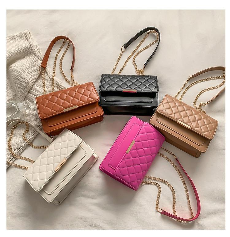 2023 Spring New Retro Shoulder Bag Women's Rhombic Chain Bag Small Square Bag Street Fashion