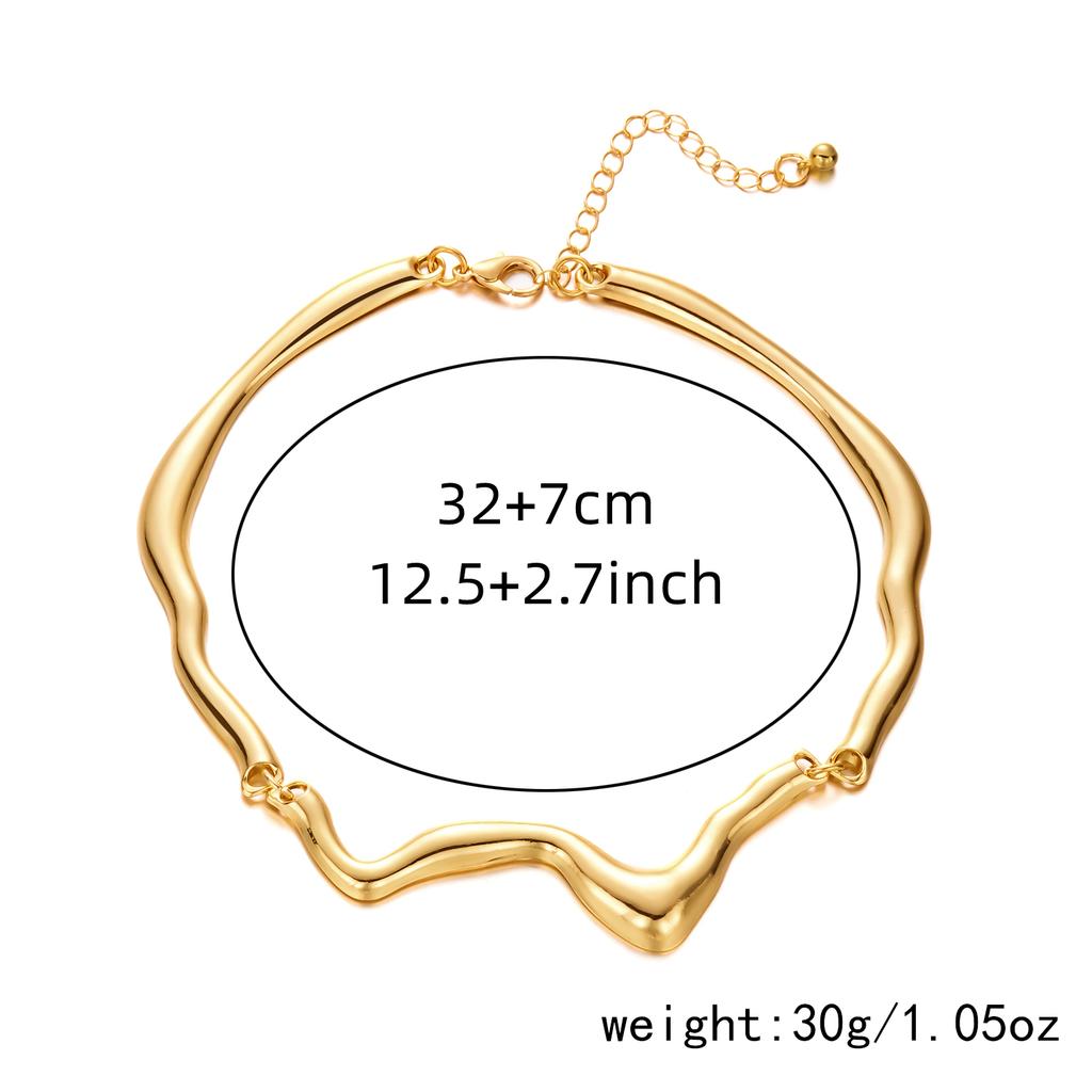 Mode Flytande Lava Stil Metall Choker Halsband för Kvinnor Guldfärg Geometri Twist Halsbygel Lyx Party Krage Smycken Gåva